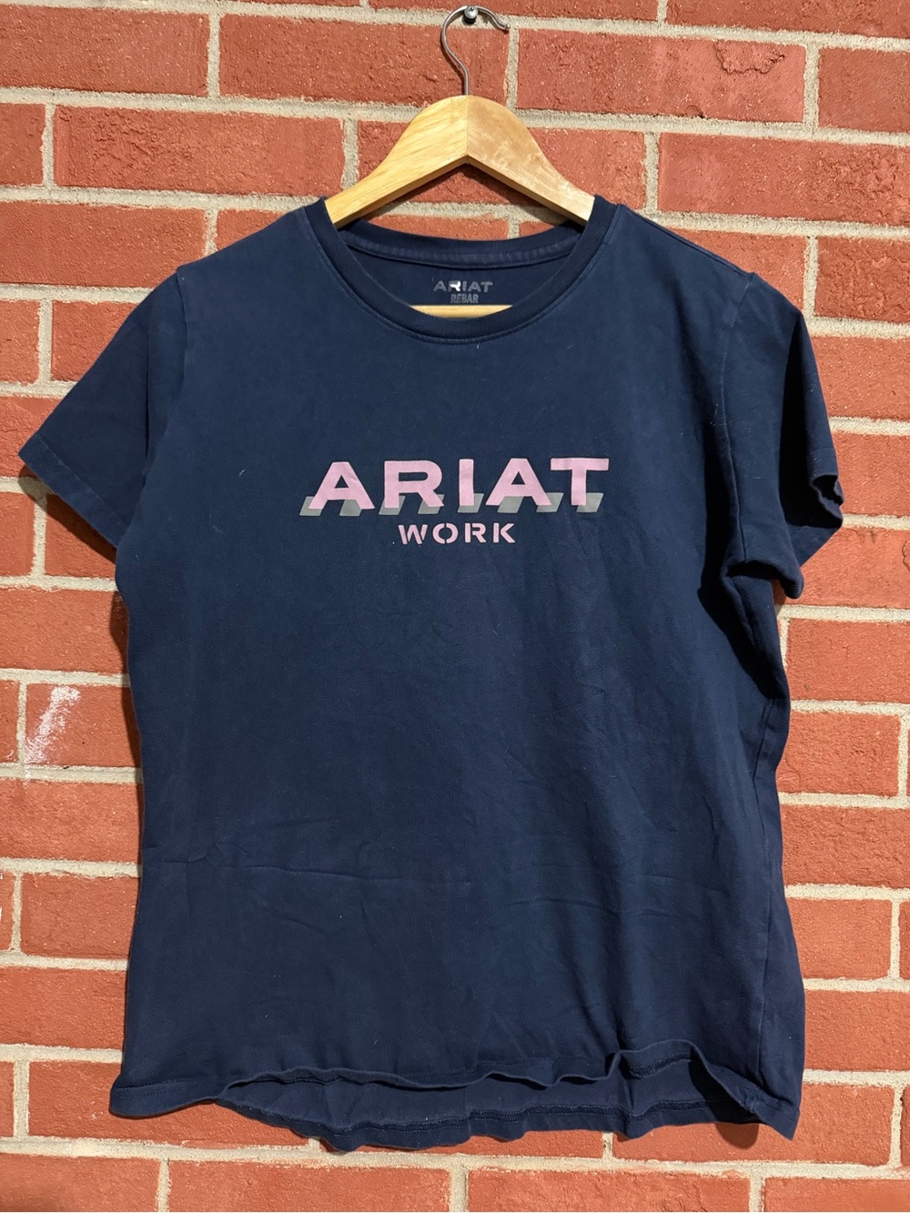Ariat Navy Tee with Pink Gradient Logo